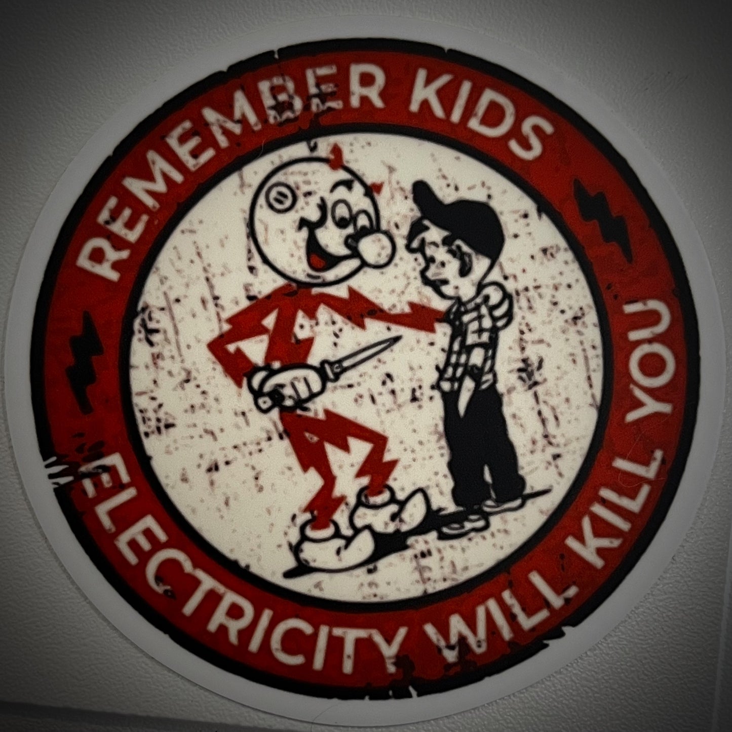 Reddy Kilowatt Retro Sticker -  “Don’t worry kids…”  3inch